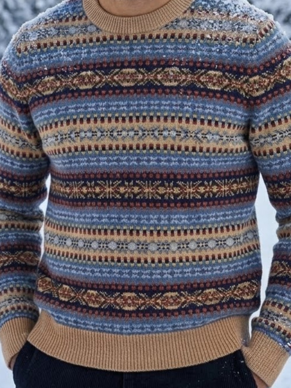 Tommy Hilfiger Men's Bennett Fair Isle Sweater Wool Blend Retro Style Mult-Color